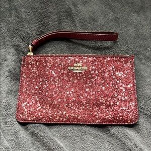Coach Glitter Wristlet in Burgundy
